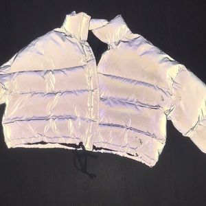 Reflective crop snow jacket